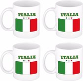 Set van 4x stuks mokken Italiaanse vlag 300 Ml