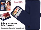 EmpX.nl Huawei P30 Pro Donker Blauw Boekhoesje | Portemonnee Book Case | Flip Cover Hoesje | Met Multi Stand Functie | Kaarthouder Card Case | Beschermhoes Sleeve | Met Pasjeshouder & Magneet