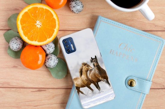 Protection Housse pour Motorola Moto G9 Plus Coque Téléphone Les Chevaux