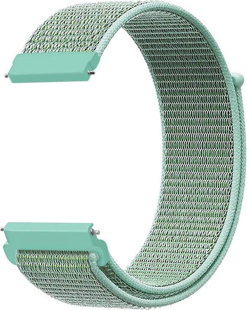 123watches nylon band - marine groen - 22mm - Geschikt voor Garmin Vivoactive 4 / Venu 2 & 3 / Forerunner 255 & 265 / Overige smartwatches met 22mm bandje