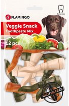 Flamingo hondensnack Veggie tandpasta mix 7,5cm - 12st. Let op: 1 zakje met 12 stuks!