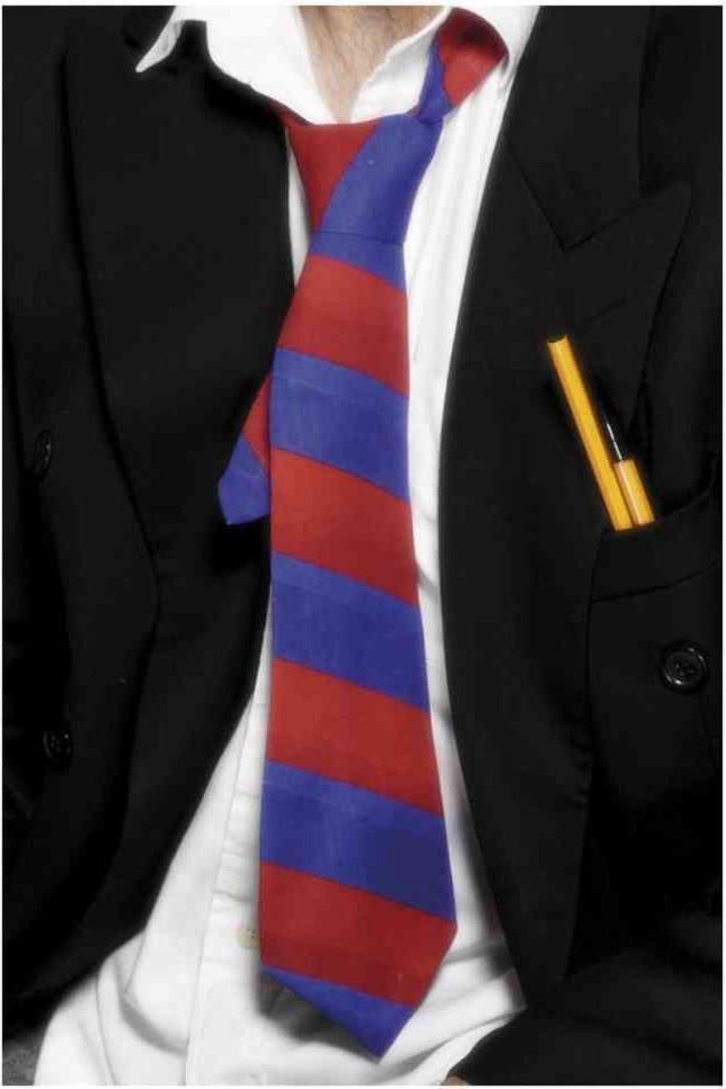Smiffys - School Stropdas - Rood/Blauw
