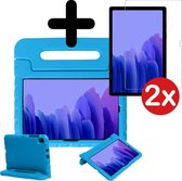 Kinderhoes Geschikt voor Samsung Galaxy Tab A7 Hoes Kinder Hoesje Kids Case Cover Kidsproof Met 2x Screenprotector - Hoesje Geschikt voor Samsung Tab A7 Hoesje Kinder Hoes - Blauw