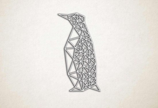 Line Art - Pinguin - S - 60x33cm - Wit - geometrische wanddecoratie