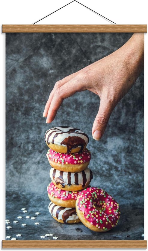 Schoolplaat – Stapeltje Donuts - 40x60cm Foto op Textielposter (Wanddecoratie op Schoolplaat)