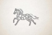 Wanddecoratie - Galopperend paard - XS - 20x30cm - EssenhoutWit - muurdecoratie - Line Art