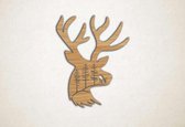 Wanddecoratie - Hertenkop met bomen - XS - 30x24cm - Eiken - muurdecoratie - Line Art