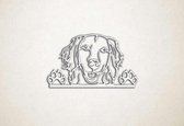 Wanddecoratie - Golden Retriever met pootjes - M - 53x90cm - Wit - muurdecoratie - Line Art