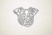 Line Art - Hond - Jack Russel - S - 45x58cm - Wit - geometrische wanddecoratie