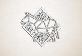 Line Art - Paard 1 met achtergrond - M - 60x62cm - EssenhoutWit - geometrische wanddecoratie