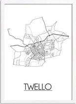 Twello Plattegrond poster A3 + Fotolijst wit (29,7x42cm) - DesignClaud