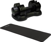 Tunturi - Fitness Set - Verstelbare Dumbbellset 12,5 kg - Fitnessmat 180 x 60 x 1,5 cm