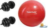 Tunturi - Fitness Set - Vinyl Halterset 28 kg  - Gymball Rood 55 cm