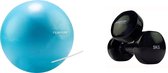 Tunturi - Fitness Set - Tunturi Fitnessbal 25 cm & 2 x 5 kg Gewichten