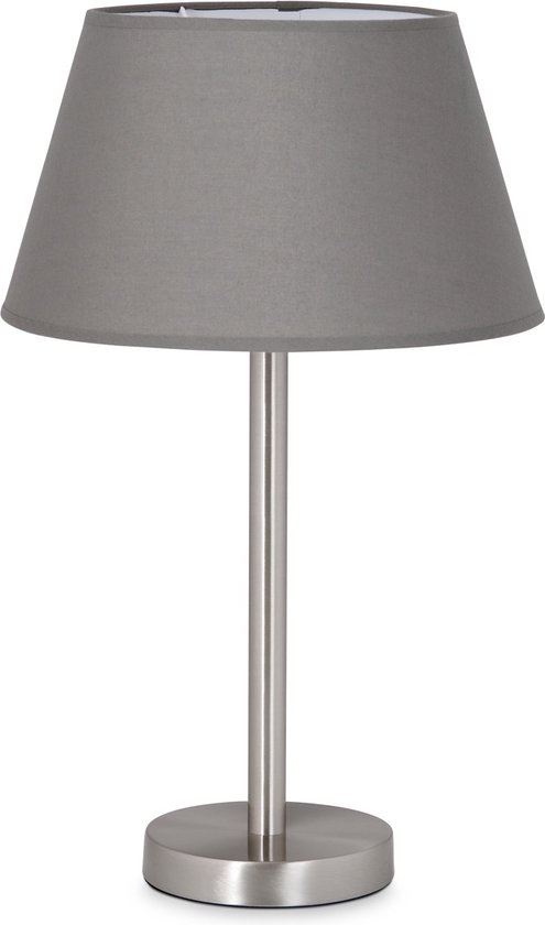 Home Sweet Home tafellamp Largo - tafellamp Stick rond mat nikkel inclusief lampenkap - lampenkap 30/20/17cm - tafellamp hoogte 38 cm - geschikt voor E27 LED lamp - antraciet