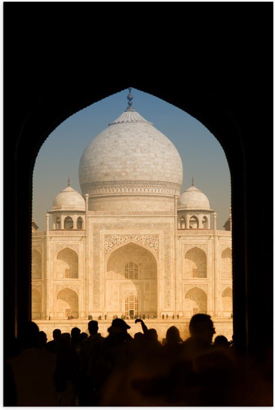 Poster – Drukte bij Taj Mahal - India  - 80x120cm Foto op Posterpapier