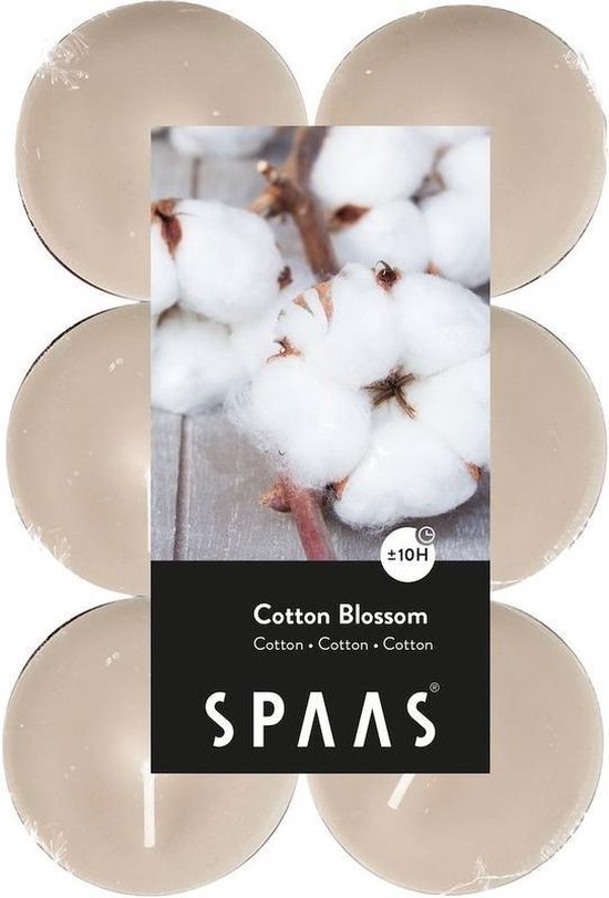 48x Maxi geurtheelichtjes Cotton Blossom 10 branduren - Geurkaarsen katoen/bloesem geur - Grote waxinelichtjes