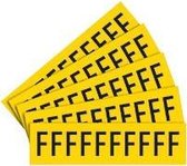 Letter stickers alfabet met laminaat - 5 x 10 stuks - geel zwart teksthoogte 60 mm Letter F
