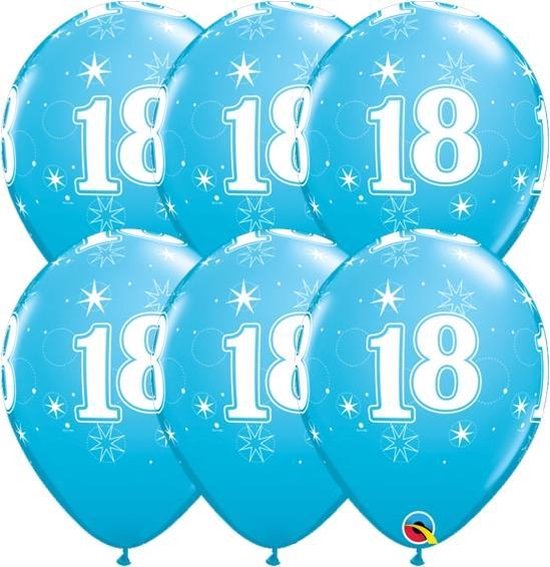 Ballonnen 18 jaar Blauw Qualatex 6 stuks