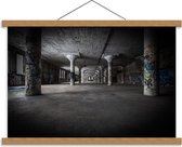 Schoolplaat – Binnenkant Oud Gebouw Graffiti - 60x40cm Foto op Textielposter (Wanddecoratie op Schoolplaat)