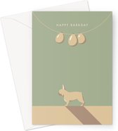 Hound & Herringbone - Fawn Franse Bulldog Grote Verjaardagskaart - Fawn French Bulldog Large Birthday Card