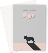 Chien et chevrons - carte d'anniversaire bouledogue français noir - carte d'anniversaire bouledogue français noir