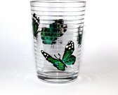 Theeglas met handgeschilderde vlinders
