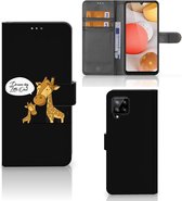 Wallet Book Case Geschikt voor Samsung Galaxy A42 5G GSM Hoesje Giraffe