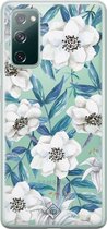 Samsung S20 FE transparant hoesje - Bloemen / Floral blauw | Samsung S20 FE case | blauw | Casimoda