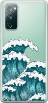 Samsung S20 FE transparant hoesje - Wave | Samsung S20 FE case | blauw | Casimoda