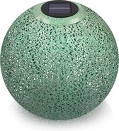 LED Solar Ball van metaal voor buiten - 30 x 30cm - met grondpen - Tuin Solar Ball Lamp - Oriental Solar Ball Light - Groen Koper