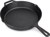 Braadpan, van gietijzer, diameter 30 cm, rond, grillpan, geschikt voor oven en grill