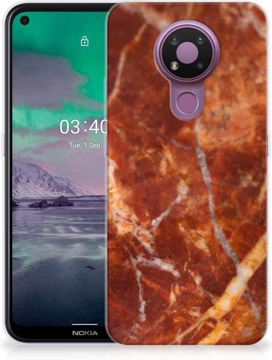 Nokia 3.4 TPU Siliconen Hoesje Marmer Bruin