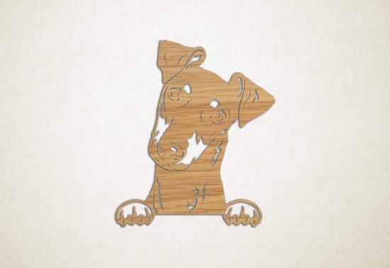 Wanddecoratie - Hond - Manchester Terrier 2 - S - 53x45cm - Eiken - muurdecoratie - Line Art