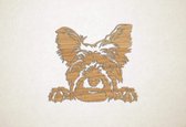 Wanddecoratie - Hond - Yorkie 2 - M - 60x68cm - Eiken - muurdecoratie - Line Art