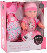 Johntoy Drink- En Plaspop Baby Rose Meisjes 35 Cm Roze