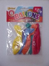 Ballonnen cijfer 5 no. 12 eenzijdig 1 zakje met 8 stuks