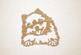 Wanddecoratie - Hond - Pomeriaan 2 - M - 61x60cm - Eiken - muurdecoratie - Line Art