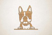 Wanddecoratie - Hond - Boston Terrier 6 - XS - 26x25cm - Eiken - muurdecoratie - Line Art