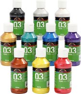 Acrylverf Metallic, metallic, diverse kleuren, 10x120 ml/ 1 doos