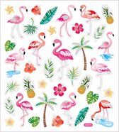 Stickers, vel 15x16,5 cm, circa 37 stuk, flamingo, 1vel [HOB-29138]