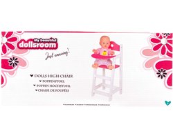 My Beautiful Dollsroom Houten Poppenstoel Roze/Wit