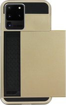 ADEL Kunststof Back Cover Hardcase Hoesje Geschikt voor Samsung Galaxy S20 Ultra - Pasjeshouder Goud