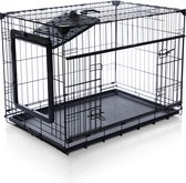Cozytrix Hondenbench, (91 x 61 x 69 cm), met Schuifdeur en Klapdeur, Zwart