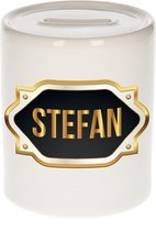 Stefan naam cadeau spaarpot met gouden embleem - kado verjaardag/ vaderdag/ pensioen/ geslaagd/ bedankt