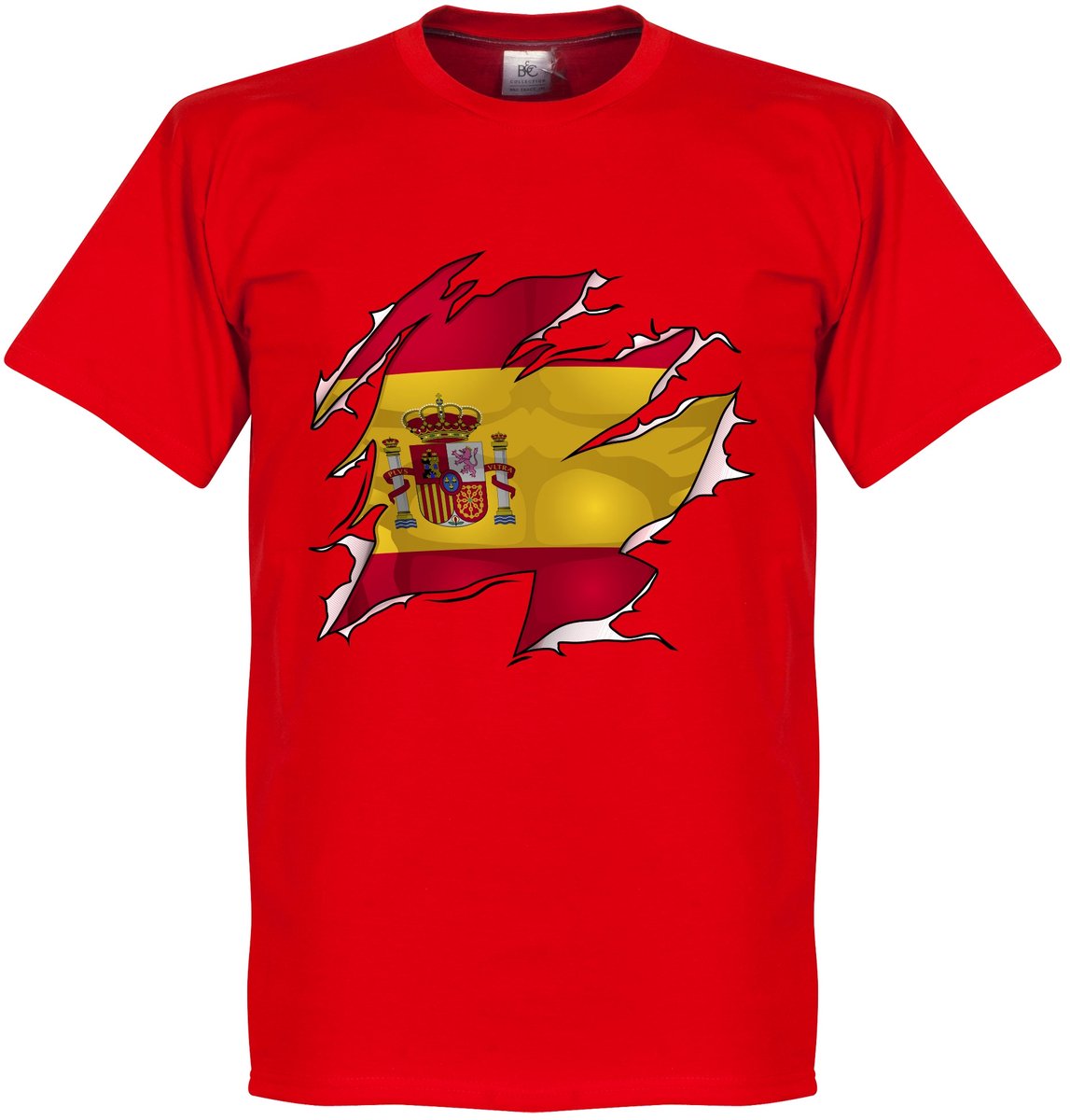 Spanje Ripped Flag T-Shirt - Rood - L