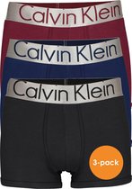 Calvin Klein Trunks (3-pack) - zwart - blauw - donkerrood -  Maat: M