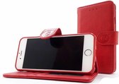 Samsung Galaxy S21 - Burned Red Leren Portemonnee Hoesje - Lederen Wallet Case TPU meegekleurde binnenkant- Book Case - Flip Cover - Boek - 360º beschermend Telefoonhoesje