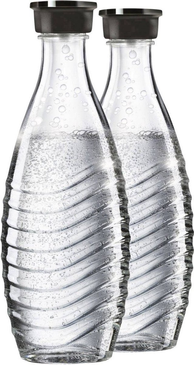 2 x Housse de protection compatible avec la carafe en verre SodaStream Crystal vert et rose housse en néoprène anti-casse pour bouteille en verre 