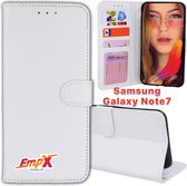 EmpX.nl Galaxy Note7 Wit Boekhoesje | Portemonnee Book Case voor Samsung Galaxy Note7 Wit | Flip Cover Hoesje | Met Multi Stand Functie | Kaarthouder Card Case Galaxy Note7 Wit | Beschermhoes